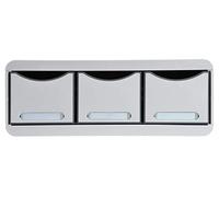 Exacompta - Réf. 318740D - Toolbox mini caisson individuel à 3 tiroirs pour ranger les petits ustensiles - Dimensions extérieures : Profondeur 27 x largeur 35,5 x Hauteur 13,5 cm - Gris lumière