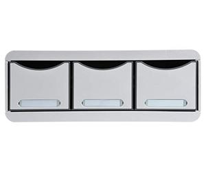 Exacompta - Réf. 318740D - Toolbox mini caisson individuel à 3 tiroirs pour ranger les petits ustensiles - Dimensions extérieures : Profondeur 27 x largeur 35,5 x Hauteur 13,5 cm - Gris lumière