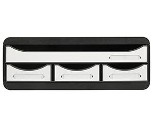Exacompta - Réf. 3197213D - Toolbox mini caisson individuel à 4 tiroirs pour ranger les petits ustensiles - Dimensions extérieures : Profondeur 27 x largeur 35,5 x Hauteur 13,5 cm - Blanc brillant
