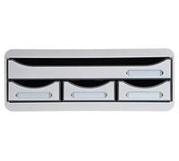 Exacompta - Réf. 319740D - Toolbox mini caisson individuel à 4 tiroirs pour ranger les petits ustensiles - Dimensions extérieures : Profondeur 27 x largeur 35,5 x Hauteur 13,5 cm - Gris lumière