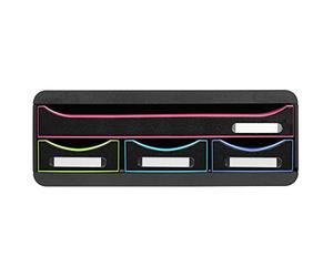 Exacompta - Réf. 319914D - Toolbox mini caisson individuel à 4 tiroirs pour ranger les petits ustensiles - Dimensions extérieures : Profondeur 27 x largeur 35,5 x Hauteur 13,5 cm - Noir/arlequin