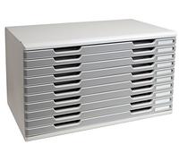 Exacompta - Réf. 324041D - MODULO A3 - Caisson 10 tiroirs fermés pour documents A3+ - Dimensions extérieures : Profondeur 35 x largeur 57,6 x Hauteur 32 cm - Gris lumière/bleu