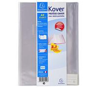Exacompta - Réf. 32420E - 1 protège-cahier Translucide KOVER avec étiquettes adhésives - En PVC (plastique) lisse 22/100ème - Format 21x 29,7 cm - A4 - coloris incolore