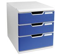 Exacompta - Réf. 325003D - MODULO A4 - Caisson 5 tiroirs fermés pour documents A4+ - Dimensions extérieures : Profondeur 35 x largeur 28,8 x Hauteur 32 cm - Gris lumière/bleu