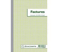 Exacompta - Réf. 3278AE - 1 Manifold FACTURES - avec mention TVA - 50 feuillets numérotés et autocopiants - duplicatas (1 original + 1 copie) - format 210 x 148 mm - fabriqué en France