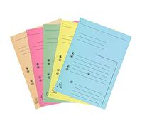 Exacompta - Réf. 334000E - Carton de 5 paquets de 25 chemises rigides imprimées avec 2 rabats SUPER 210 g/m² - couleurs pastel - certifiées PEFC™- dim 24x32cm pour format A4-5 couleurs assorties