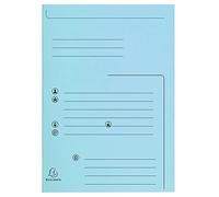 Exacompta - Réf. 334006E - Carton de 5 paquets de 25 chemises rigides imprimées avec 2 rabats SUPER 210 g/m² - couleurs pastel - certifiées PEFC™- dim 24 x 32cm pour format A4 - couleur bleu clair