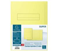 Exacompta - Réf. 335005E - Paquet de 50 chemises rigides imprimées avec 2 rabats SUPER 210 g/m² - couleurs pastel - chemises certifiées PEFC™- dimensions 24 x 32 cm pour format A4 - couleur canari