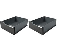 Exacompta - Réf. 338714D - 1 Tiroir adapté au système de classement modulaire MODULODOC, pour cases jumbo de hauteur 11 cm - Dimensions : 34,5 x 28,5 x 11 cm - coloris noir/gris foncé (Lot de 2)