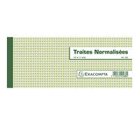 Exacompta - Réf. 33E - 1 Carnet à souche TRAITES NORMALISÉES NF K 11030-1 - 50 feuillets papier chèque amagnétique 95g/m2 Clairefontaine -Chaque feuillet est prédécoupé - format 101x250mm