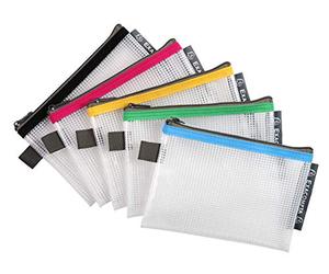 Exacompta - Réf. 34120E - Carton de 10 pochettes avec fermeture éclair ZIP - En polypropylène souple pour ranger des fournitures, accessoires de beauté - Format à classer A6-5 couleurs assorties