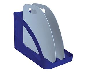 Exacompta - Réf. 3500383D - FLEX BOX - Accessoire de rangement flexible avec poignée - 3 compartiments pour ranger les affaires de bureau : PC, classeur, pot à crayon - Bleu marine/bleu clair