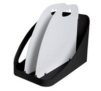 Exacompta - Réf. 3501440D - FLEX BOX - Accessoire de rangement flexible avec poignée - 3 compartiments pour ranger les affaires de bureau : PC, classeur, pot à crayon - Noir/gris