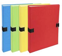 Exacompta - Réf. 38000H - 1 chemise à dos extensible en papier recyclé Forever - dos extensible jusqu'à 13 cm - fermeture par sangle - dimensions 24 x 32 cm - pour format A4 - couleurs aléatoires