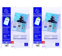 Exacompta - Réf. 38040E - Sachet de 10 Etuis de protection simples - 2 faces pour protéger des documents au format A4 - Pour un usage intensif - En PP épaisseur 12/100ème - Coloris cristal (Lot de 2)