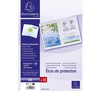 Exacompta - Réf. 38060E - Sachet de 10 Etuis de protection doubles - 4 faces pour protéger des documents au format A4 - Pour un usage intensif - En PP épaisseur 12/100ème - Coloris cristal