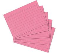 Exacompta - Réf. 38085SB - Paquet de 100 fiches bristol lignées non perforées - sous film - compatibles avec imprimante jet d'encre, laser et photocopieur - format 55 x 74 mm - couleur rose