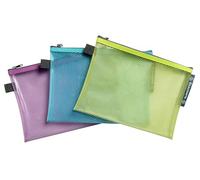 Exacompta - Réf. 38140E - Paquet de 3 pochettes à fermeture éclair EVA Pop'N Co - Dimensions 23x17cm - Format à classer A5 - Couleurs assorties