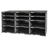 Exacompta Casier MODULODOC sans tiroir – 12 cases (6×5,6 cm + 6×11 cm) A4+ noir/gris foncé