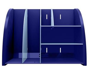 Exacompta - Réf. 394202D - 1 ORGANISEUR de bureau, Organizer Bee Blue, accessoire de bureau multifonctionnel 6 compartiments A4, A5, A6 vertical/couché - Prof 36 x l29,5 x h6cm, bleu marine/bleu clair
