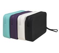 Exacompta - Réf. 39830E - Carton de 8 pochettes accessoires TITANE - trousses-pochettes en silicone - 4 couleurs aubergine, blanc, coco, noir - dimensions 18,5 x 12 x 3,5 cm