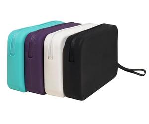 Exacompta - Réf. 39830E - Pochette accessoires TITANE - trousse-pochette en silicone - 4 couleurs aléatoires : aubergine, blanc, coco ou noir - dimensions 18,5 x 12 x 3,5 cm