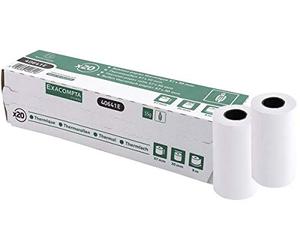 Exacompta - Réf. 40339DE Lot de 10 rouleaux thermiques pour appareils EC-Cash, 1 couche, largeur : 57 mm, longueur 18 m, Mandrin 12mm, texte de prélèvement SEPA à l'arrière, 55 g/m² sans BPA
