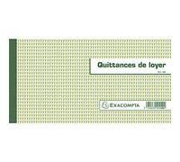 Exacompta - Réf. 40E - 1 "Carnet à souche QUITTANCES DE LOYER - 50 feuillets papier chèque amagnétique 95g/m2 Clairefontaine - Chaque feuillet est prédécoupé - format horizontal 130 x 250 mm