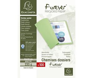 Exacompta - Réf. 410020E - Paquet de 100 chemises rigides Forever® 220 g/m2 - chemises 100% recy s et certifiées Ange Bleu - dimensions 24 x 32 cm pour format A4 - couleur fuchsia