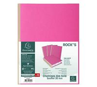 Exacompta - Réf. 416003E - Paquet de 10 chemises rigidesà soufflet dos toilé ROCK''S 320 g/m² - dos de 30 mm - chemises certifiées PEFC™ - dimensions 24 x 32cm pour documents format A4 - couleur rose