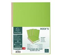 Exacompta - Réf. 416007E - Paquet de 10 chemises rigides à soufflet dos toilé ROCK''S 320 g/m² - dos de 30 mm - chemises certifiées PEFC™ - dimensions 24 x 32cm pour documents format A4 - couleur vert