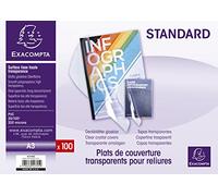 Exacompta - Réf. 42745E - Paquet de 100 plats en PVC 20/100ème cristal lisse haute transparence pour couvertures transparentes - permet de relier et de présenter des dossiers au format A4
