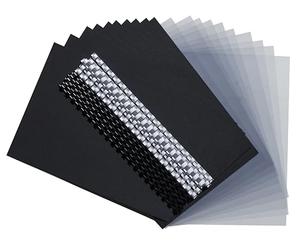 Exacompta - Réf. 42844E - 1 Kit de présentation reliures spiralées pour dossier de 10 à 40 feuilles A4-5 peignes 6 mm noirs - 5 peignes 8 mm blancs - 10 plats PVC - 10 plats couverture noir
