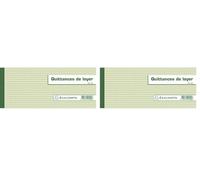 Exacompta - Réf. 42E - 1 Carnet à souche QUITTANCES DE LOYER - 50 feuillets papier chèque amagnétique 95g/m2 Clairefontaine - Chaque feuillet est prédécoupé - format horizontal 106 x 250 mm (Lot de 2)
