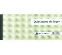 Exacompta - Réf. 42E - Paquet de 10 carnets à souche QUITTANCES DE LOYER - 50 feuillets papier chèque amagnétique 95g/m2 Clairefontaine - Chaque feuillet est prédécoupé - format horizontal 106x250 mm