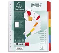 Exacompta - Réf. 4306E - Intercalaires en carte blanche 160g/m2 FSC® avec 6 onglets neutres en couleurs - renforcés et plastifiés - Page d'indexation imprimable - Format à classer A4 maxi