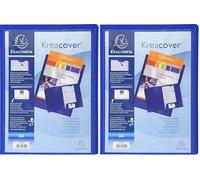 Exacompta - Réf. 43502E - 1 chemise de présentation Kreacover - en polypropylène souple - avec pochette cristal transparente pour personnaliser la 1ère de couverture - couleur bleu (Lot de 2)