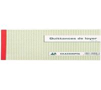 Exacompta - Réf. 43AE - 1 Manifold QUITTANCES DE LOYER - 50 feuillets numérotés et autocopiants - triplicatas (1 original + 2 copies) - format 125 x 21 mm - certifié FSC - fabriqué en France