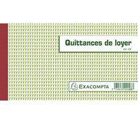 Exacompta - Réf. 43AE - 1 Manifold QUITTANCES DE LOYER - 50 feuillets numérotés et autocopiants - triplicatas (1 original + 2 copies) - format 125 x 21 mm - certifié FSC - fabriqué en France