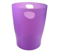 Exacompta - Réf. 45319D - Lot de 8 corbeilles à papier, poubelles ECOBIN avec poignées - Volume 15 litres, pour le bureau comme en Home office - Dimensions 26,3 x 26,3 x 33,5 cm - translucide violet