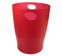 Exacompta - Réf. 45324D - Lot de 8 corbeilles à papier, poubelles ECOBIN avec poignées - Volume 15 litres, pour le bureau comme en Home office - Dimensions 26,3x26,3x33,5 cm - translucide rouge carmin