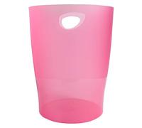 Exacompta - Réf. 45354D - Lot de 8 corbeilles à papier, poubelles ECOBIN avec poignées - Volume 15 litres, pour le bureau comme en Home office - Dimensions 26,3 x 26,3 x 33,5cm - translucide framboise