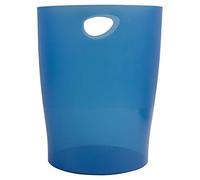 Exacompta - Réf. 45360D - Lot de 8 corbeilles à papier, poubelles ECOBIN avec poignées - Volume 15 litres, pour le bureau comme en Home office - Dimensions 26,3x26,3x33,5 cm - translucide bleu royal