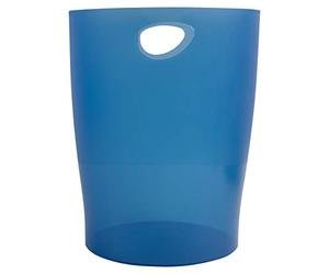 Exacompta - Réf. 45360D - Lot de 8 corbeilles à papier, poubelles ECOBIN avec poignées - Volume 15 litres, pour le bureau comme en Home office - Dimensions 26,3x26,3x33,5 cm - translucide bleu royal