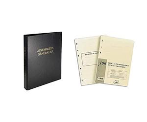 Exacompta - Réf. 46210E - 1 classeur juridique économique noir ASSEMBLÉES GÉNÉRALES - Dimensions 32 x 26cm & Recharge universelle 100 feuilles foliotées, perforation 6 trous