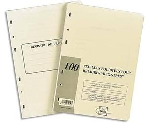 Exacompta - Réf. 46280E - 100 feuilles numérotées pour reliures juridiques Assemblées Générales, Conseils d'Administration, Livre d'Inventaire, Livre - Perforation standard 4 trous - Format A4