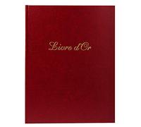 Exacompta – Livre d'or Alpille 27 x 22 cm cuir rouge tranche or 140 pages papier vergé ivoire