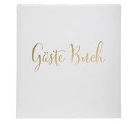 Exacompta - Réf. 47235B - 1 Livre d'or classique Blanc Allemand - Format carré 21x19 cm - En carton recouvert de papier pelliculé - Tranche or - 140 pages blanches unies - Coloris : blanc