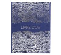 Exacompta - Réf. 47302E - 1 Livre d'or JAPAN - Grand format vertical 27 x 22 cm - Couverture en papier effet textile -Tranche argent avec inscription LIVRE D'OR - 100 pages blanches unies - Bleu