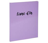 Exacompta - Réf. 47667E - 1 Livre d'or Aquarel - Format vertical 27 x 22 cm - Tranche or avec titre en lettres noires - 100 pages blanches unies - Coloris : Mauve